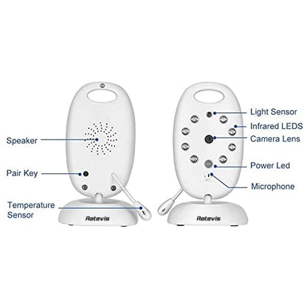 Retevis Baby Monitor Night Vision Temperature Monitoring Video Monitors Lullaby Function 2 Way Talk